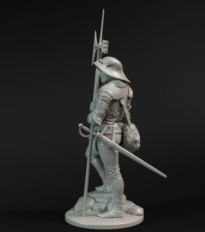 Medieval Knight with Halberd 1/24 Resin Figure Kit - resin model view 2